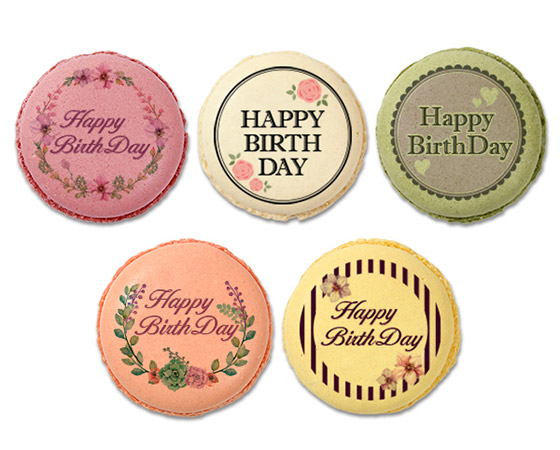 【focetta】誕生日 HappyBirthDayお花メッセージマカロン 5個セット PM-set93