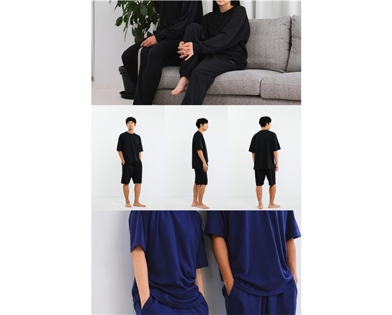 【ECLEAR】 リカバリーウェア 半袖ハーフパンツ セット ブラック L HCM-RW01LBK