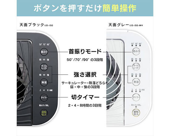サーキュレーター衣類乾燥除湿機 ブラック IJD-I50