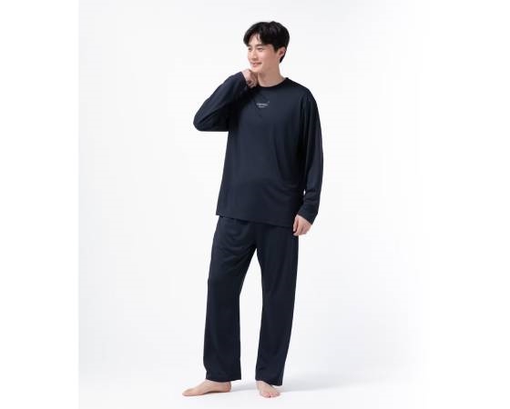 BAKUNE Dry Men's 上下セット XL(長袖Tシャツ・ロングパンツ)ネイビー