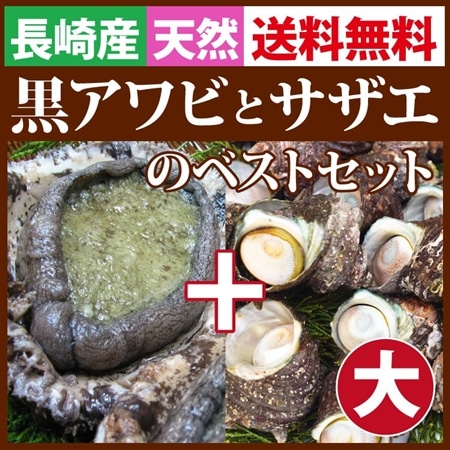 天然黒アワビと活サザエベストセット(大)よか魚イチ押し!