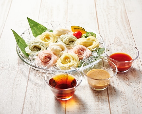 【ギフト】お中元 夏野菜の彩り三輪素麺と3種のつゆ