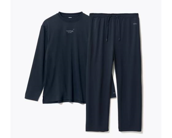 BAKUNE Dry Men's 上下セット XL(長袖Tシャツ・ロングパンツ)ネイビー