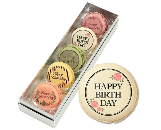 【focetta】誕生日 HappyBirthDayお花メッセージマカロン 5個セット PM-set93