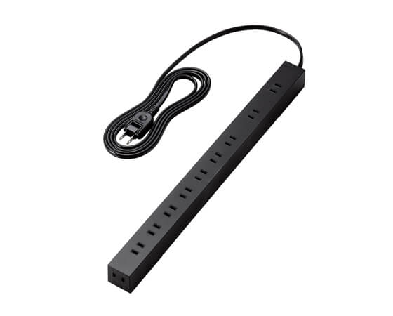 【エレコム】電源タップ 2ピン式 10口 2m 磁石付 脚パーツ付 ブラック ECT-2620BK