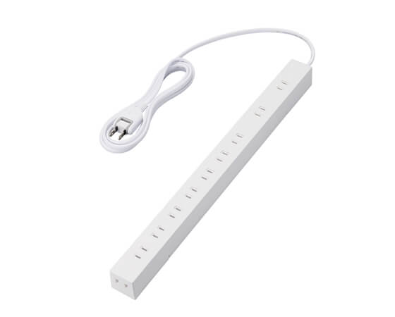 【エレコム】電源タップ 2ピン式 10口 2m 磁石付 脚パーツ付 ホワイト ECT-2620WH