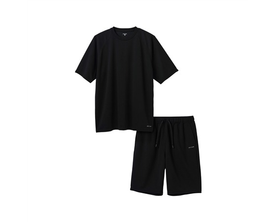 【ECLEAR】 リカバリーウェア 半袖ハーフパンツ セット ブラック M HCM-RW01MBK