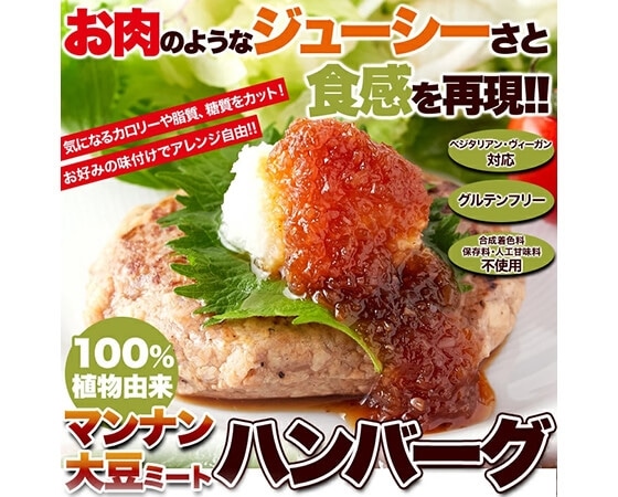 【ゆうパケット出荷】100%植物由来の新感覚ハンバーグ!!マンナン大豆ミートハンバーグ90g×3袋