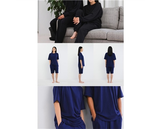 【ECLEAR】 リカバリーウェア 半袖ハーフパンツ セット ネイビー XL HCM-RW01XLNV