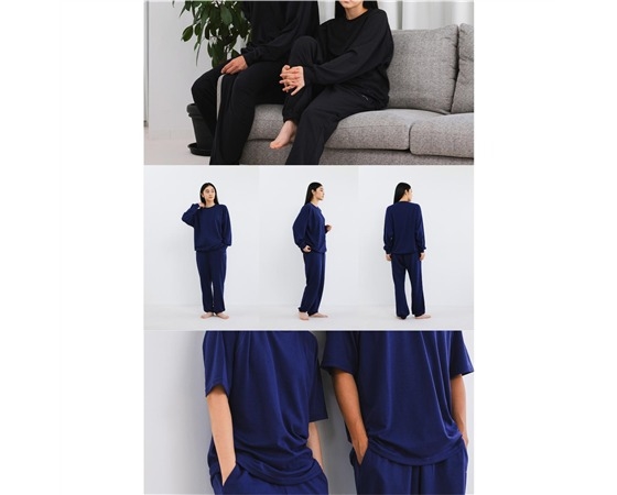 【ECLEAR】 リカバリーウェア 長袖ロングパンツ セット ネイビー M HCM-RW02MNV
