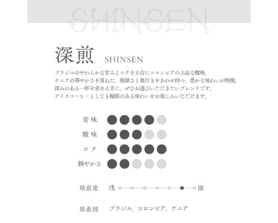 自家焙煎珈琲／深煎（SHINSENブレンド）粉300g　コーヒー