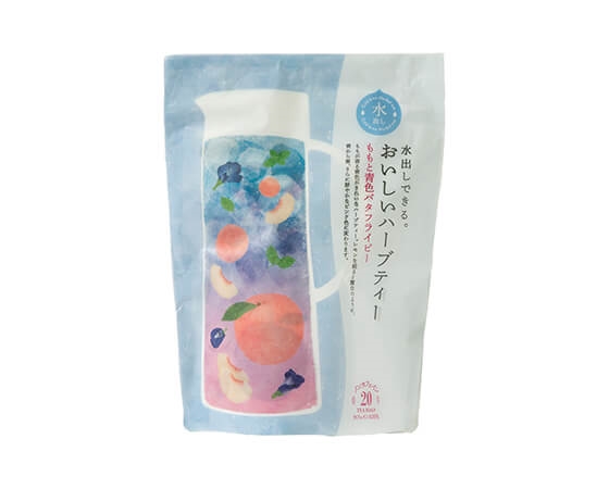 水出しできる。おいしいハーブティー　　　ももと青色バタフライピー20ヶ入