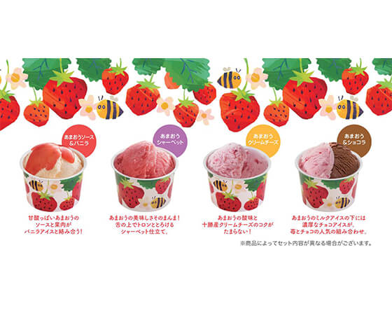博多あまおうのこだわりアイス9個入り(あまおうソース&バニラ、あまおう&ショコラ、あまおうクリームチーズ、あまおうシャーベット)