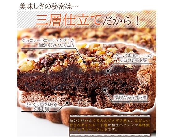 【ネコポス出荷】クーベルチュールチョコレート使用のチョコくるみタルト5号