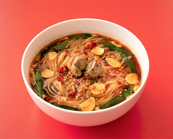 宮崎辛麺 ２食 スープ付 (乾燥具材・鶏の炭火焼)