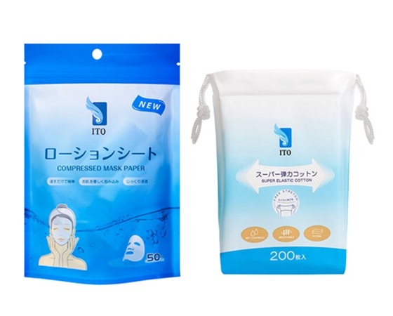 ITOスーパー弾力コットン5個、ローションシート2個セット