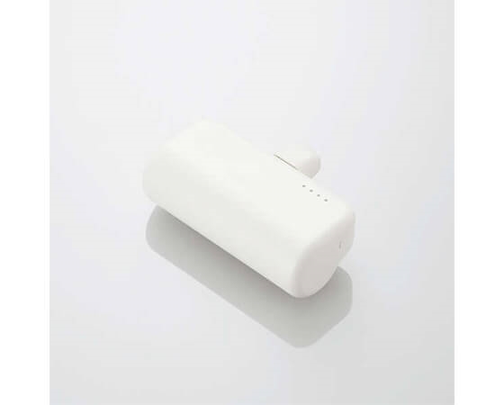 モバイルバッテリー/リチウムイオン電池/直差し/15W/5000mAh/USB Type-C入力1ポート/TypeC入出力プラグ/シルバーホワイト