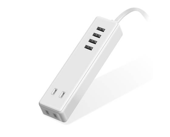 【エレコム】USBタップ USBメス×4 AC×2 ケーブル1.5m 3.4A ホワイト ECT-0415WH