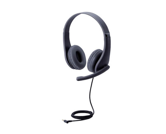 【エレコム】子ども用ヘッドセット 有線 4極ミニプラグ 両耳 マイクアーム付 HS-KD01TBK