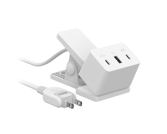 【エレコム】クリップ型AC充電器(67W/USB Type-C(TM)×2+USB-A×1)ホワイト