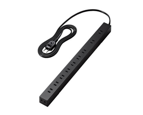 【エレコム】電源タップ 2ピン式 10口 2m 磁石付 脚パーツ付 ブラック ECT-2620BK