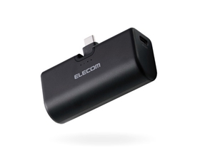 【エレコム】折り畳み式直挿しモバイルバッテリー(USB Type-Cプラグ/5000mAh)ブラック