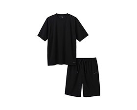 【ECLEAR】 リカバリーウェア 半袖ハーフパンツ セット ブラック M HCM-RW01MBK