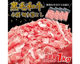 【大容量】極上黒毛和牛 切り落とし 1kg（250g×4袋）